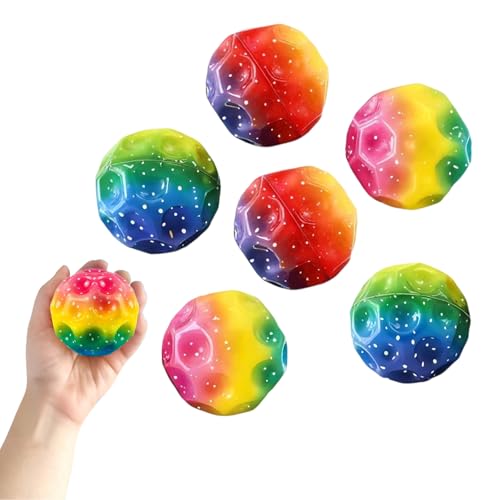 Generisch 6 Stück Spaceballs Flummies für Kinder, Super High Bouncing Hüpfbälle, Bunte Gummibälle für Indoor Outdoor Spiel & Stressabbau von Generisch