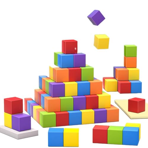 Generisch 6. pädagogische Würfel stapeln Holz Spielzeug für Kinder, Baby-Form-Design, Farbe Lernen Werkzeuge mit 30/50/100pcs von Generisch