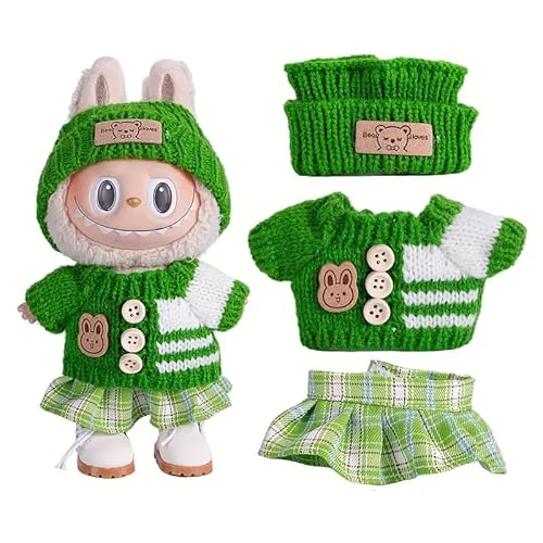 Generisch 6.69inch Doll Clothes for Labubu with 3 Outfits - Stylish Fisherman Hat & Tshirt & Overalls Set for 6.69inch Dolls, (Doll Not Included) (Style 1 Three Piece Set) von Generisch