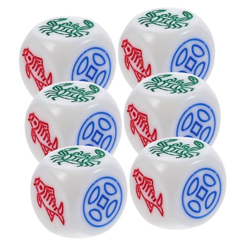 6St Würfel Spiel Plüsch Farkle Netz Garnele asiatisch sechs Cool Krabbe Nummer Fisch Partyzubehör Abs von Generisch