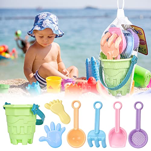 Generisch 7-teiliges Strandspielzeug Set Pädagogisches Sand Spielzeug mit Eimer Schaufel Gabel Löffel Palm Fuß wasserdichte Sand Formen Outdoor Spaß Lernspiele für Kinder Jungen Mädchen von Generisch