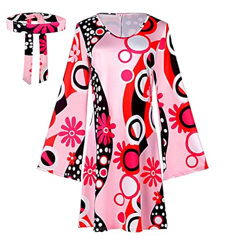 Generisch 70er-Jahre-Disco-Outfit für Damen, Hippie-Kostümfür Damen | 70er-Jahre-Disco-Hippie-Kostüm,Halloween-Retro-Hippie-er für Retro-Themenparty, 60er-70er-Jahre-Feier-Themenparty von Generisch