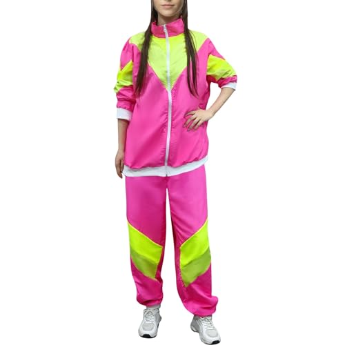 Generisch 80er 90er Jahre Kostüm Mottoparty Karneval Fasching Damen 80er Jahre Damen Karneval Party Buntes Kostüm Damen Karneval Kostüm Damen Regenbogen von Generisch