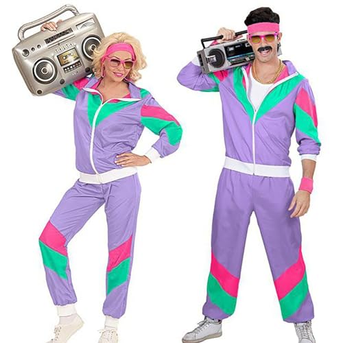 Generisch 80er 90er Jahre Outfit Herren Damen, Blau Karneval Kostüm Trainingsanzug Retro Anzug für Karneval Gruppen KostüM Erwachsene KostüM Damen GrößE 50 Generisch 80er 90er Jahre Outfit Herren Damen, Blau Karneval Kostüm Trainingsanzug Retro Anzug für Karneval Gruppen KostüM Erwachsene KostüM Damen GrößE 50 von Generisch