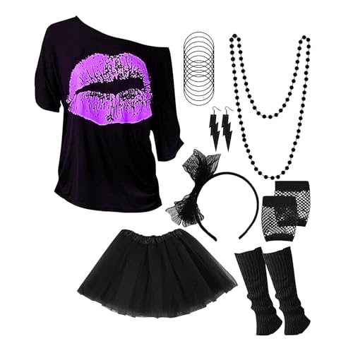 Generisch 80er Jahre Kleidung Damen Set Neon 80 Jahre Outfit Party Mädchen Partei Fancy Dress Zubehör Set Karneval Kostüm Damen Ideen Pinker Rock Damen Tüll Generisch 80er Jahre Kleidung Damen Set Neon 80 Jahre Outfit Party Mädchen Partei Fancy Dress Zubehör Set Karneval Kostüm Damen Ideen Pinker Rock Damen Tüll von Generisch