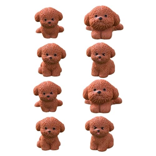 Generisch 8St Mikrolandschaftsdekoration Miniatur-Feenfiguren märchenhafte gartentiere Hundefiguren Kuchen Dekoration Kunsthandwerk aus Kunstharz Welpenfiguren aus Harz Miniatur-Welpe Brown von Generisch