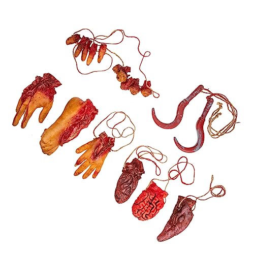 Generisch 8st Halloween-orgel Skeletthand Halloween- Fledermaus Requisiten Halloween-Skelett Zombie Kettensäge Menschliche Körperteile Requisiten Animierte Halloween-Requisite Gummi von Generisch