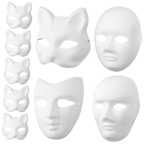 Generisch 9 Stück Papiermasken Zum Basteln, Leere Masken, Bemalbare Masken, Cosplay-party-masken, Maskerade-masken, Halloween-masken Zum Dekorieren Generisch 9 Stück Papiermasken Zum Basteln, Leere Masken, Bemalbare Masken, Cosplay-party-masken, Maskerade-masken, Halloween-masken Zum Dekorieren von Generisch