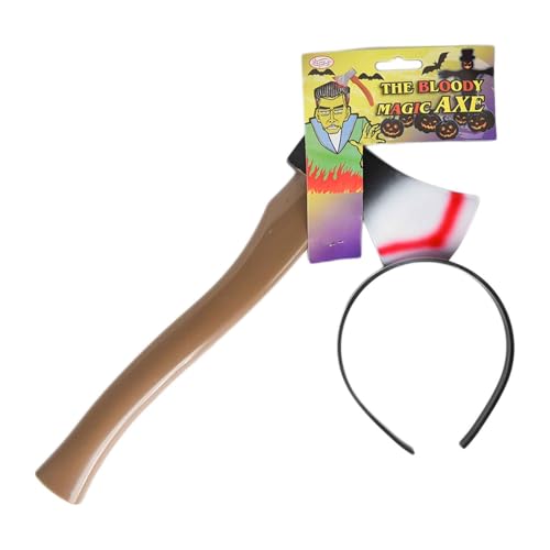 Generisch AX in Head Prop - 40G Bloody Stirnband Halloween Kostümzubehör | Horror durch Kopfdekoration für Erwachsene Kinder Teenager, beängstigende Party -Foto -Requisite für Spukhaus und Cosplay von Generisch