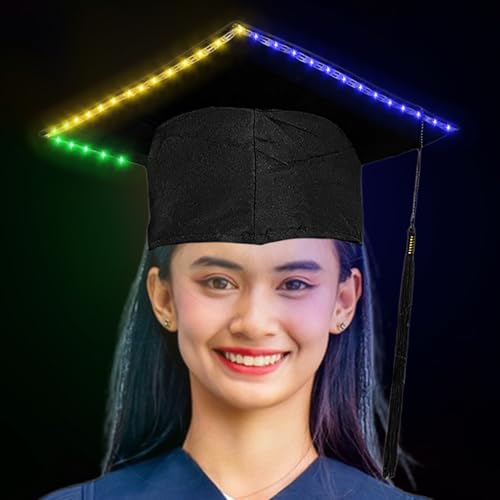 Generisch Abiturmütze, Abschlussmütze für Erwachsene | LED leuchtender Zylinder für Abschlussfeier,Unisex-Unisex-Abschlusshut für High School, College, Universität von Generisch