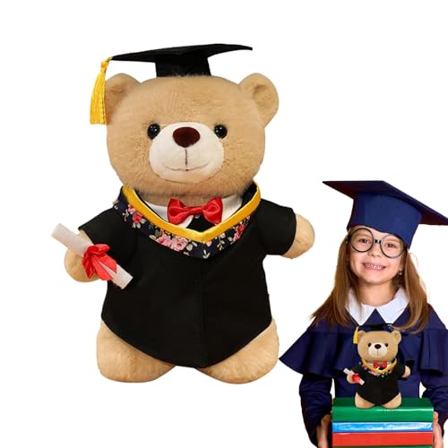 Generisch Abschlussbärplüschspielzeug, Abschlussbärplüschpuppe - Weicher Gradbär -Stofftier mit Kleidhut - Kissen mit Diplom High School Wohnkultur für Kindergärtner werfen von Generisch