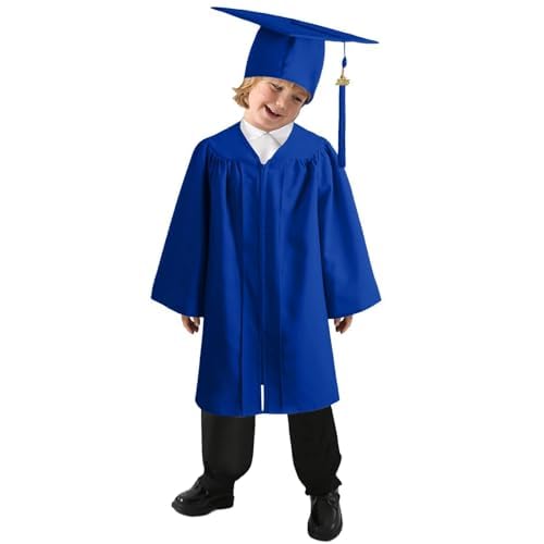 Generisch Abschlussroben-Set, Abschlussroben-Kindergarten-Set mit Umhang und verziertem Hut, Schüler der Grundschule und Mittelschule, Kostümlinie, Verkleidung, 4–10 Jahre (Dark Blue) von Generisch