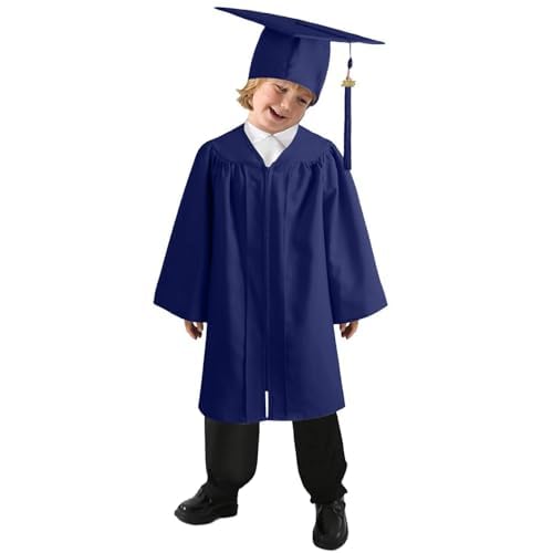 Generisch Abschlussroben-Set, Abschlussroben-Kindergarten-Set mit Umhang und verziertem Hut, Schüler der Grundschule und Mittelschule, Kostümlinie, Verkleidung, 4–10 Jahre (Navy) von Generisch