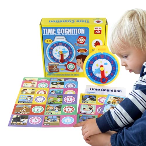 Generisch Analoge Uhr für Kinder, Kinderuhr zum Lernen | Lernuhr zum Erkennen der Zeit | Lehruhr, Kinderuhr mit Karten, Lernspielzeug für Kinder ab 3 Jahren, Heimschulbedarf von Generisch