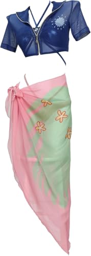 Generisch Anime Cosplay Kostüm Damen Kimono Cape Set Nico Robin Outfit Kleid Frauen Cosplay Badeanzug Halloween Anzug Halter Rave Bademode (Fanartikel, XXL) von Generisch