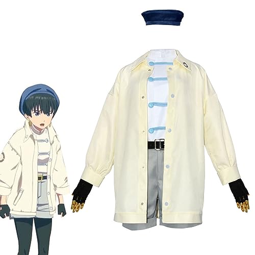 Generisch Anime Damen Meryl Stryfe Cosplay Kostüm Jacke T-Shirt Shorts Hut Komplettset Halloween Outfit,L-Yellow von Generisch