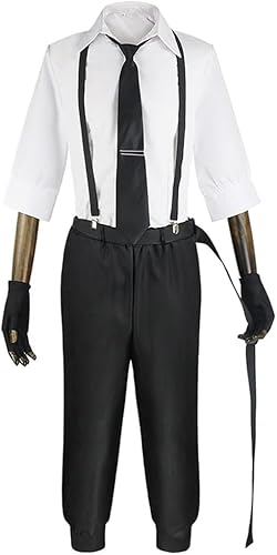 Generisch Anime Dazai Osamu Cosplay Kostüm Bungo Stray Dog Kostüm Outfit Ranpo Edogawa Detektiv Uniformen Full Set Halloween Party (Nakajima Atsushi, L) von Generisch