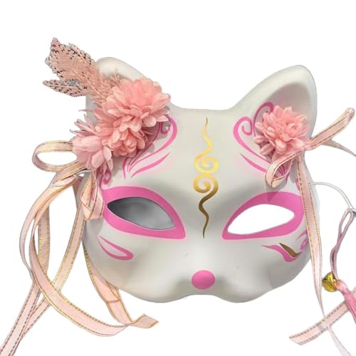 Generisch Anime Demon Fox Maske, handgemalte japanische Halbgesichts-Blumen maske, Maskerade Festival Ball Kabuki Kitsune Cosplay Prop Generisch Anime Demon Fox Maske, handgemalte japanische Halbgesichts-Blumen maske, Maskerade Festival Ball Kabuki Kitsune Cosplay Prop von Generisch