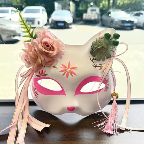 Generisch Anime Demon Fox Maske, handgemalte japanische Halbgesichts-Blumen maske, Maskerade Festival Ball Kabuki Kitsune Cosplay Prop Generisch Anime Demon Fox Maske, handgemalte japanische Halbgesichts-Blumen maske, Maskerade Festival Ball Kabuki Kitsune Cosplay Prop von Generisch