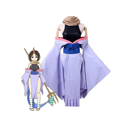 Generisch Anime Elma Cosplay Kostüm Damen Overall Lila Kleid Halloween Outfits Set,S-Purple von Generisch