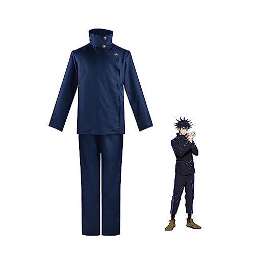 Generisch Anime Fushiguro Megumi Cosplay Kostüm Männer Top Hosen Halloween Uniform Set,S-Blue von Generisch