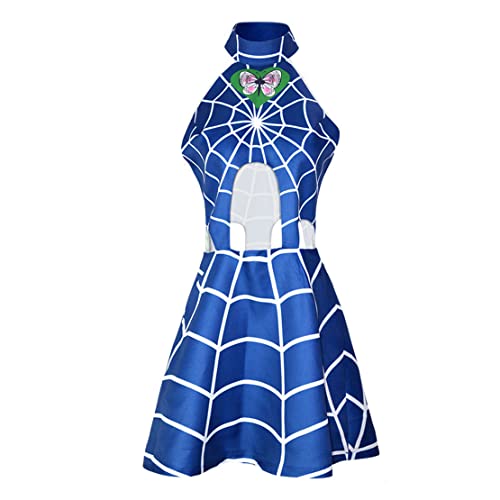 Generisch Anime Jolyne Cujoh Cosplay Kostüm Frauen Blaues Kleid Halloween Uniform Anzug,Blue-XL von Generisch