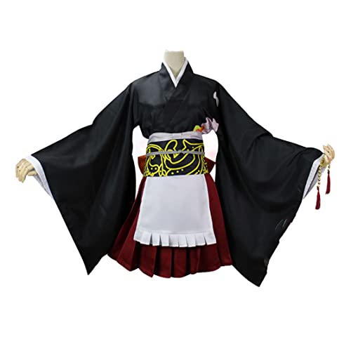 Generisch Anime Kibutsuji Muzan Cosplay Kostüm Erwachsene Kimono Kleid Set Halloween Party,Black-S von Generisch
