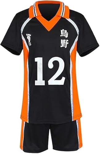 Generisch Anime Kostüm Jersey Karasuno High School Volleyball Uniform Cosplay Shirt Shorts Volleyball Jersey Halloween Jungen und Mädchen Kostüm (12, M) von Generisch