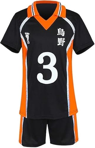 Generisch Anime Kostüm Jersey Karasuno High School Volleyball Uniform Cosplay Shirt Shorts Volleyball Jersey Halloween Jungen und Mädchen Kostüm (Asahi Azumane, XXL) von Generisch