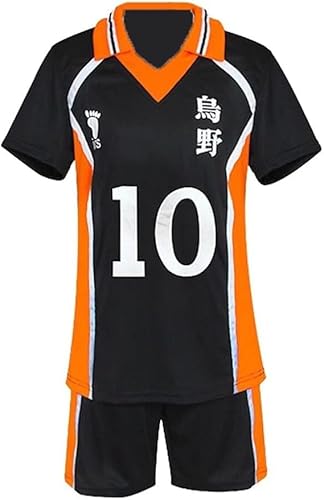 Generisch Anime Kostüm Jersey Karasuno High School Volleyball Uniform Cosplay Shirt Shorts Volleyball Jersey Halloween Jungen und Mädchen Kostüm (Hinata Shoyo, XXL) von Generisch