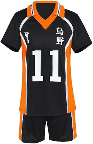 Generisch Anime Kostüm Jersey Karasuno High School Volleyball Uniform Cosplay Shirt Shorts Volleyball Jersey Halloween Jungen und Mädchen Kostüm (Kei Tsukishima, S) von Generisch