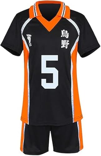 Generisch Anime Kostüm Jersey Karasuno High School Volleyball Uniform Cosplay Shirt Shorts Volleyball Jersey Halloween Jungen und Mädchen Kostüm (Ryunosuke Tanaka, M) von Generisch