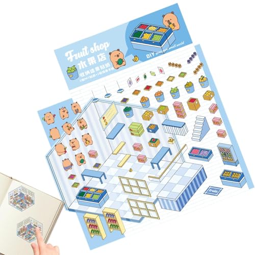 Generisch Aufkleberszenen Für Kinder – 3D-Capybara-Kinderszenenaufkleber | Lustige Cartoon-Sticker, Wiederverwendbares Tagebuch-Zubehör Für Schule, Kinderzimmer & Zuhause von Generisch