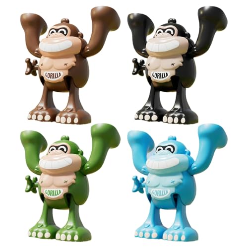 Generisch Aufziehspielzeug, 4 Stück Cartoon-Gorilla-Kinderspielzeug, Lustiger Stunt-Salto, 360° umdrehender Orang-Utan, Niedliches Tier-Aufziehspielzeug für Kinder (10 x 4 x 10 cm) von Generisch