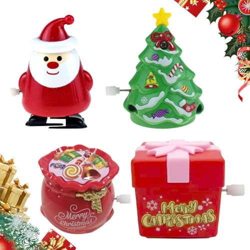 Generisch Aufziehspielzeug Weihnachten, 2025 Neu Figur Uhrwerk Spielzeug, Aufziehfigur Adventskalender Füllung Kinder Aufziehspielzeug Weihnacht Spielzeug Aufziehfigur für Geschenktütenfüller (4PC-F) von Generisch