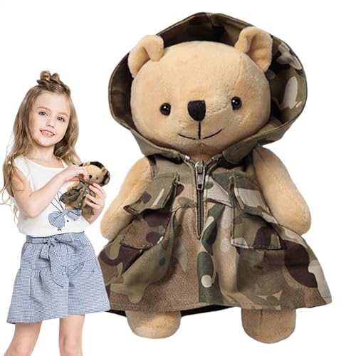 Generisch Ausgestopfter Bär,Bär Stofftier | Niedlicher Camouflage-Plüschbär 7,87 Zoll - Abnehmbares Sammelkissen, Kuscheltier-Raumdekoration, Auto-Innendekoration für Kinder und Erwachsene von Generisch