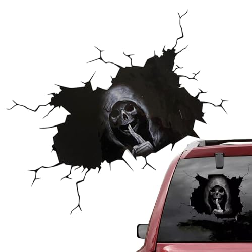 Generisch Auto-Aufkleber-Aufkleber |Halloween Totenkopf Aufkleber Crack Sticker - Auto-Heck-Emblem-Abzeichen-Aufkleber, Auto-Fenster-Wand-Festival-Dekoration, Auto-Aufkleber für Wand, Kofferraum, Tür von Generisch