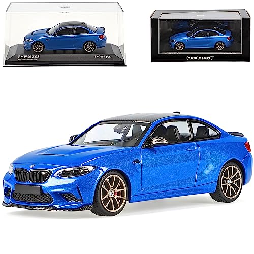 Generisch B*M*W 2er F22 M2 CS Competition Coupe Blau mit goldenen Felgen Modell 2013-2021 Version Ab 2020 limitiert 1 von 864 Stück 1/43 Minichamps Modell Auto von Generisch