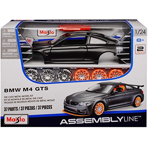 Generisch B*M*W 4er M4 F82 GTS Coupe Matt Schwarz mit Karbon Dach Ab 2014 Bausatz Kit 1/24 Modell Auto mit individiuellem Wunschkennzeichen von Generisch