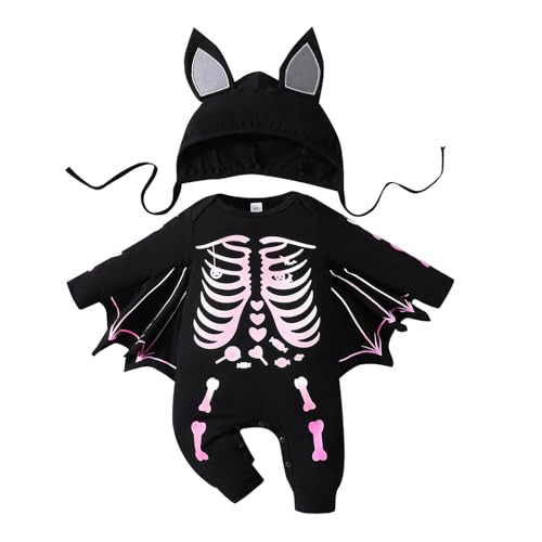 Generisch Baby-Jumpsuit,Halloween KostüMe Kinder Fledermaus Einteiliger Body Romper Kleidung Set FaschingskostüM Kleinkind MäDchen Halloween Babyset Bekleidungsset Kinder MäDchen 1/2/3 Stück von Generisch