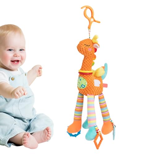 Generisch Baby Rassel,Niedliches Autositz Mobile Für Babys - Kuscheltier Mit Windspiel, Multisensorik, Knisterfolie Und Rassel – Für Unterwegs, Einschlafhilfe Und Beistellbett von Generisch