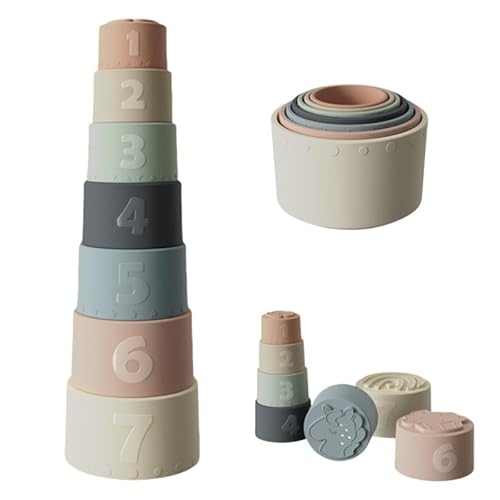 Generisch Baby Stapelbecher Spielzeug, Silikon Stapelturm mit 7 Bechern für 6 Monate Babys & Kinder, Lernspielzeug lustiges Pädagogisches Stapelbecher Steckpuzzle Generisch Baby Stapelbecher Spielzeug, Silikon Stapelturm mit 7 Bechern für 6 Monate Babys & Kinder, Lernspielzeug lustiges Pädagogisches Stapelbecher Steckpuzzle von Generisch