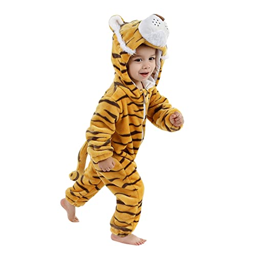 Generisch Baby Tiger Kostüm Kleinkind Newborn Jungen Mädchen Strampler mit Kapuze Cartoon Tier Overall Jumpsuit Schlafanzüge Tierkostüm Kleidung Faschingskostüme Karneval Kostüm von Generisch