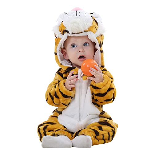 Generisch Baby Tiger Kostüm Kleinkind Newborn Jungen Mädchen Strampler mit Kapuze Cartoon Tier Overall Jumpsuit Schlafanzüge Tierkostüm Kleidung Faschingskostüme Karneval Kostüm von Generisch