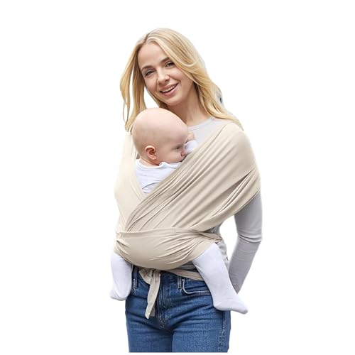 Generisch Baby Träger Dehnbar Atembar Bequem Babysling Mehrseitig Hands Free Tragestuhl Leichtgewicht Weich Naturbelassen Babytransport Kindertragehilfe 0-12 Monate von Generisch