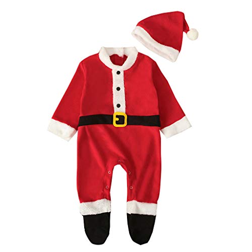 Generisch Baby-Weihnachtskostüme,24-teiliges Kleinkind-Weihnachtsmann-Outfit,Weihnachtsoberteil + Hose + Hut + Stiefelsocken für Kleinkinder,Mädchen,Jungen,Weihnachtsmannanzug,WeihnachtskostüM Kinder von Generisch