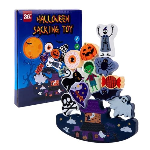 Generisch Balance-Spielzeug-Stapelspiel | Weihnachts-Stapelspielzeug Aus | Natürliche Holzbausteine für Halloween Und Weihnachten | Lustiges Lernspielzeug Für Zuhause, Schule Und Reisen von Generisch