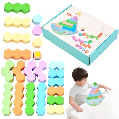 Generisch Balance Stacking Games Wooden, Tower Balanced Stacking Blocks, Sensory Building Blocks Toy for Kids Ages 2-5, Family Board Game for Hand Eye Coordination Generisch Balance Stacking Games Wooden, Tower Balanced Stacking Blocks, Sensory Building Blocks Toy for Kids Ages 2-5, Family Board Game for Hand Eye Coordination von Generisch