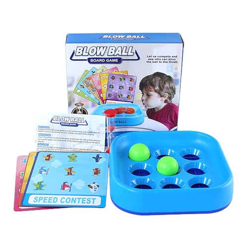 Generisch Ballspiel Familie | Blasbrettspiel für Kinder | Interaktives Blow-Spiel mit Karten & Sanduhr – Lernspielzeug zur Förderung von Logik & Konzentration für Partys Familienspiele Klassenzimmer von Generisch