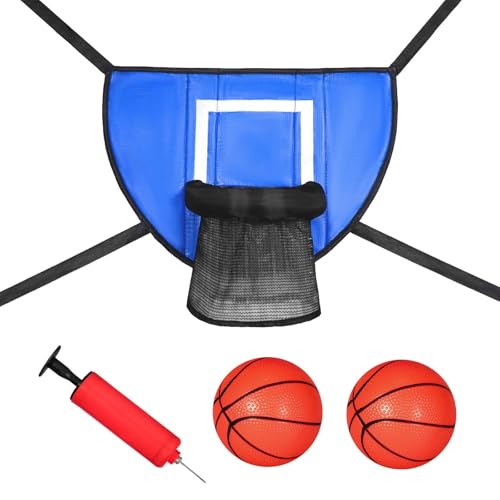 Generisch Basketballkorb Trampolin Zubehör Set Kinder Basketballständer mit Verstellbarem Seil Wasserdichtes Oxford-Material Universalgröße für Garten Outdoor Sportspielzeug Ab 6 Jahren von Generisch